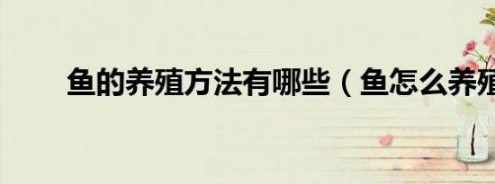 鱼的养殖方法有哪些（鱼怎么养殖）