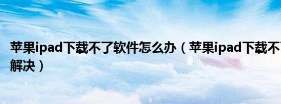 苹果ipad下载不了软件怎么办（苹果ipad下载不了软件怎么解决）