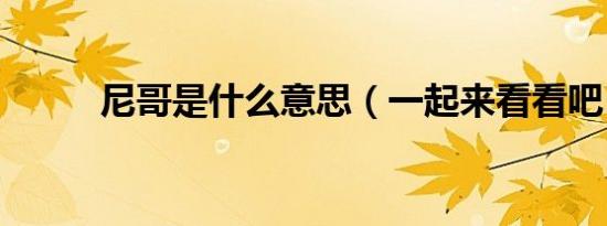 尼哥是什么意思（一起来看看吧）