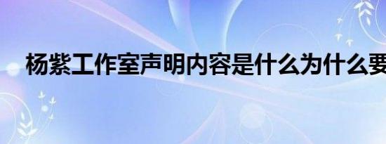 杨紫工作室声明内容是什么为什么要声明