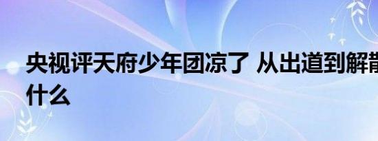 央视评天府少年团凉了 从出道到解散经历了什么