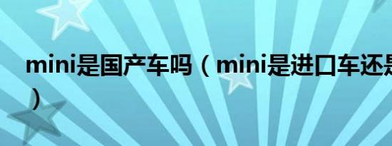 mini是国产车吗（mini是进口车还是国产车）