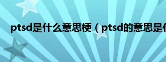 ptsd是什么意思梗（ptsd的意思是什么）