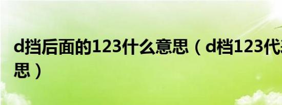 d挡后面的123什么意思（d档123代表什么意思）