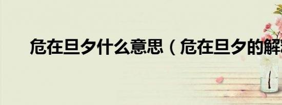 危在旦夕什么意思（危在旦夕的解释）