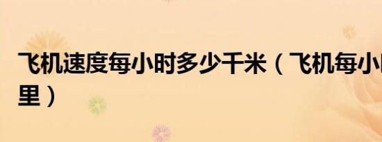 飞机速度每小时多少千米（飞机每小时多少公里）