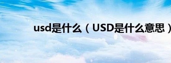 usd是什么（USD是什么意思）