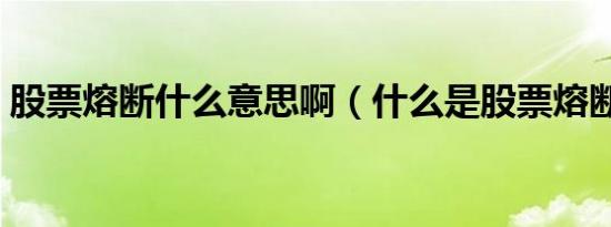 股票熔断什么意思啊（什么是股票熔断机制）