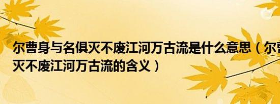 尔曹身与名俱灭不废江河万古流是什么意思（尔曹身与名俱灭不废江河万古流的含义）