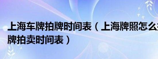 上海车牌拍牌时间表（上海牌照怎么拍上海车牌拍卖时间表）