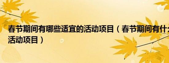 春节期间有哪些适宜的活动项目（春节期间有什么有意思的活动项目）