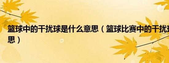 篮球中的干扰球是什么意思（篮球比赛中的干扰球是什么意思）