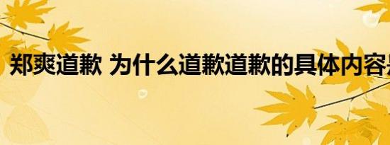 郑爽道歉 为什么道歉道歉的具体内容是什么