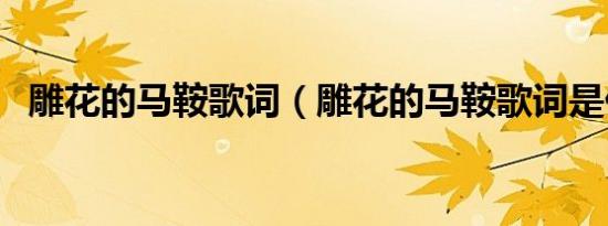 雕花的马鞍歌词（雕花的马鞍歌词是什么）