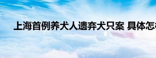 上海首例养犬人遗弃犬只案 具体怎样的