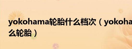 yokohama轮胎什么档次（yokohama是什么轮胎）