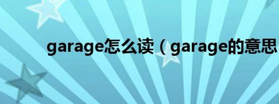 garage怎么读（garage的意思）