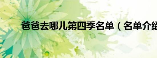 爸爸去哪儿第四季名单（名单介绍）