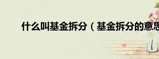 什么叫基金拆分（基金拆分的意思）