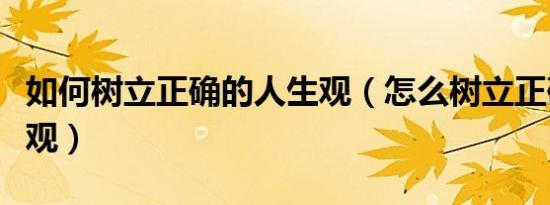 如何树立正确的人生观（怎么树立正确的人生观）