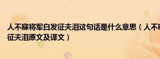 人不寐将军白发征夫泪这句话是什么意思（人不寐将军白发征夫泪原文及译文）