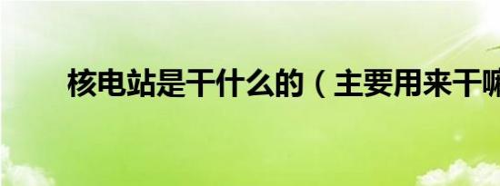 核电站是干什么的（主要用来干嘛）