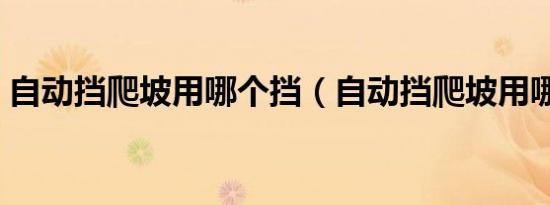 自动挡爬坡用哪个挡（自动挡爬坡用哪个挡）