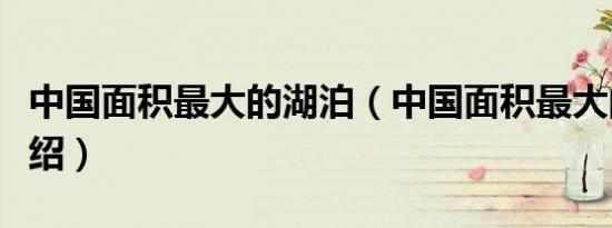 中国面积最大的湖泊（中国面积最大的湖泊介绍）