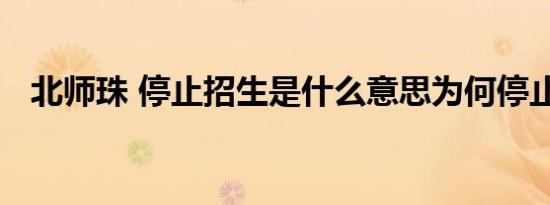北师珠 停止招生是什么意思为何停止招生