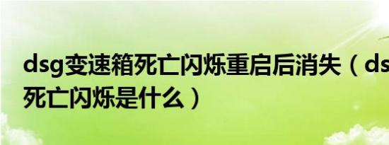 dsg变速箱死亡闪烁重启后消失（dsg变速箱死亡闪烁是什么）