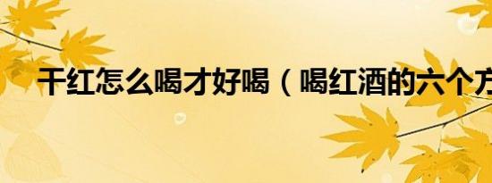 干红怎么喝才好喝（喝红酒的六个方法）