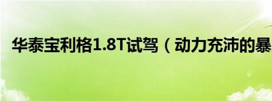 华泰宝利格1.8T试驾（动力充沛的暴力哥）