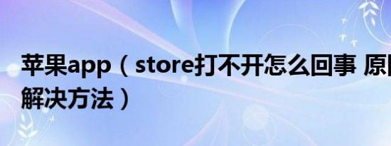 苹果app（store打不开怎么回事 原因讲解及解决方法）