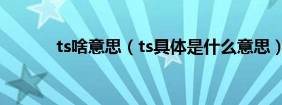 ts啥意思（ts具体是什么意思）