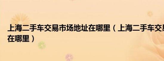 上海二手车交易市场地址在哪里（上海二手车交易市场地址在哪里）