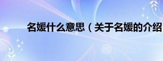 名媛什么意思（关于名媛的介绍）