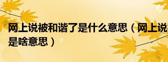 网上说被和谐了是什么意思（网上说被和谐了是啥意思）