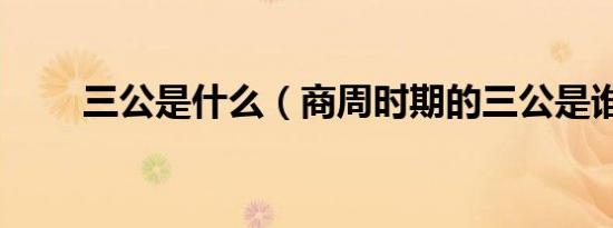 三公是什么（商周时期的三公是谁）
