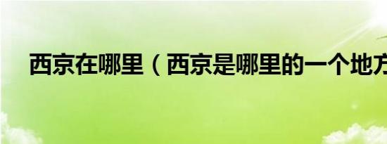 西京在哪里（西京是哪里的一个地方呢）