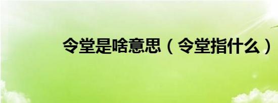 令堂是啥意思（令堂指什么）