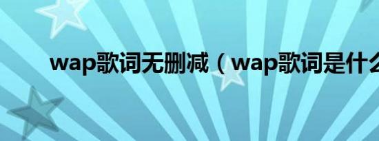 wap歌词无删减（wap歌词是什么）