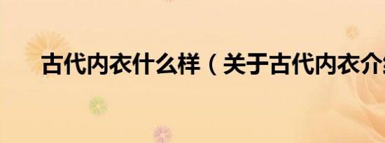 古代内衣什么样（关于古代内衣介绍）