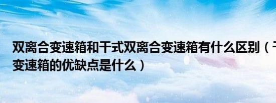 双离合变速箱和干式双离合变速箱有什么区别（干式双离合变速箱的优缺点是什么）