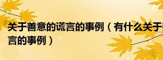 关于善意的谎言的事例（有什么关于善意的谎言的事例）