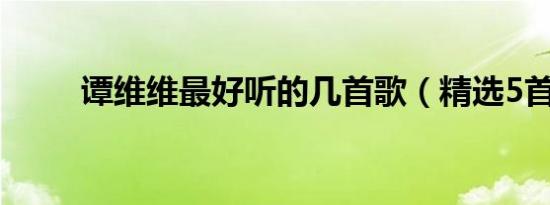 谭维维最好听的几首歌（精选5首）