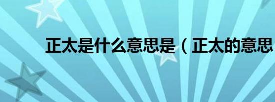 正太是什么意思是（正太的意思）