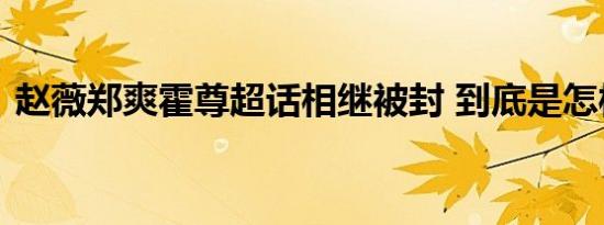 赵薇郑爽霍尊超话相继被封 到底是怎样的呢