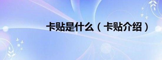卡贴是什么（卡贴介绍）