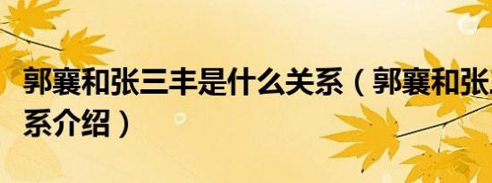 郭襄和张三丰是什么关系（郭襄和张三丰的关系介绍）