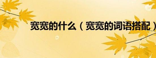 宽宽的什么（宽宽的词语搭配）